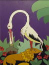F204 Le renard et la cigogne (Coll. Aractingi) - 90x116 cm
