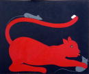 Sans titre - Chat et 2 souris - 47x55 cm