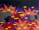 F155 - Sans titre - Le loup et les brebis (le temps de la paix) - 74x92 cm