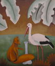 F204 Le renard et la cigogne (Coll. Muse) - 85x100 cm