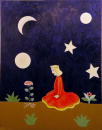 Sans titre - Le petit Prince et sa rose sous les étoiles - 115x146 cm