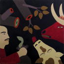 F111 L'homme et la couleuvre (Coll. Muse) - 100x100 cm