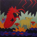 F148 Le loup et l'agneau (Coll. Aractingi) - 100x100 cm