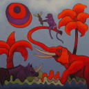 F087 L'lphant et le singe de Jupiter (Coll. prive) - 100x100 cm