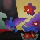 F076 Les deux pigeons (Coll. Aractingi) - 100x100 cm