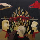 F154 Le loup et les bergers (Coll. Muse) - 100x100 cm