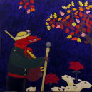 F146 Le loup devenu berger (Coll. Muse) - 100x100 cm
