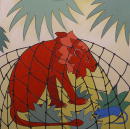 F140 Le lion et le rat (Coll. Aractingi) - 100x100 cm