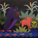 F148 Le loup et l'agneau (Coll. Aractingi) - 100x100 cm