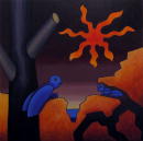 F049 La cigale et la fourmi en hiver (Coll. privée) - 100x100 cm