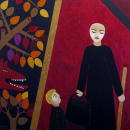 F158 Le loup, la mre et l'enfant (Coll. Muse) - 100x100 cm