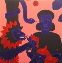 F135 Le lion amoureux (Coll. Muse) - 100x100 cm