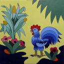 F058 Sans titre - Le coq et la perle - 100x100 cm