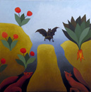 F039 La chauve souris et les deux belettes (Coll. Muse) - 100x100 cm