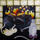 F219 Le singe et le chat (Coll. Muse) - 100x100 cm