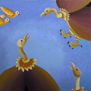 F237 Les vautours et les pigeons - Abstenius (Coll. Muse) - 100x100 cm