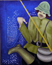 F186 Le petit poisson et le pcheur (Coll. Muse) - 81x100 cm