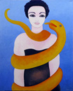La grande Zoe et son boa jaune - 81x100 cm