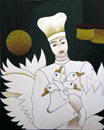 F065 Le cuisinier et le cygne La Fontaine - Esope (Coll. Aractingi) - 81x100 cm