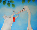 F147 Le loup et la cigogne (Coll. Muse) - 81x100 cm