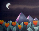 Clair de lune sur les pyramides (Coll. prive) - 81x100 cm