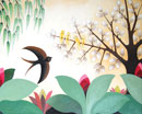 F109 L'hirondelle et les petits oiseaux (Coll. Muse) - 81x100 cm