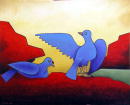 F076 Les deux pigeons (Coll. Aractingi) - 81x100 cm