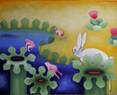 F131 Le livre et les grenouilles (Coll. Muse) - 81x100 cm