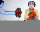 Sans titre - Femme Homme et Fleurs - 81x100 cm
