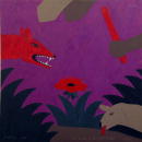 Parle du loup et tiens pret le baton - 100x100 cm