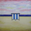 La cabine sur l'Atlantique au ciel rose bonbon - 90x90 cm