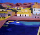 Sans titre - Port et village - 70x80 cm