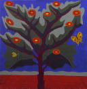 Sans titre - Arbre et papillon - 80x80 cm