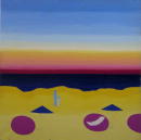 Coucher de soleil sur la plage (Coll. privée) - 80x80 cm