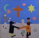 Sans titre - Enfants du monde - 100x100 cm