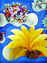 Sans titre - Feuillages jaunes + fleurs (Coll. prive) - 90x120 cm