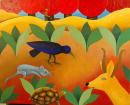 F062 Le corbeau, la gazelle, la tortue et le rat (Coll. Muse) - 80x100 cm