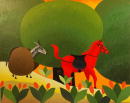 F042 Le cheval et l'ne - Esope (Coll. Aractingi) - 80x100 cm