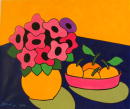 Sans titre - Pot de fleurs et de fruits - 46x55 cm