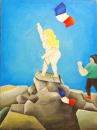 Sans titre - Marianne nue et drapeau francais  - 65x80 cm