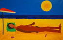 La miss anglaise sur une plage de Mediterannee - 97x150 cm
